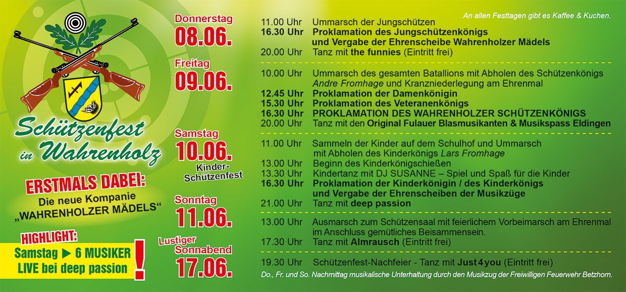 Flyer Wahrenholzer Schützenfest vom 8. bis 11. Juni 2017